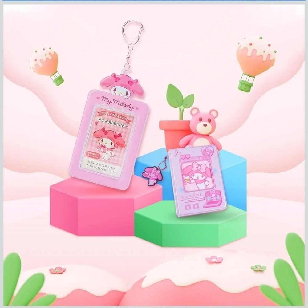 Kawaii Keychain My Melody ID Card Holder Mini Kpop Pocket Photo Card Album Anime